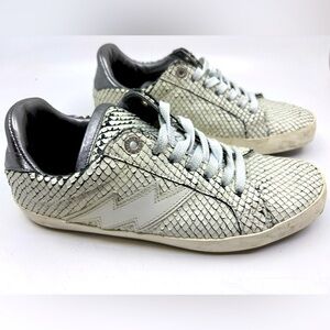 Zadig & Zoltaire Snakeskin Pattern Sneakers with Lightning Bolt size 40
